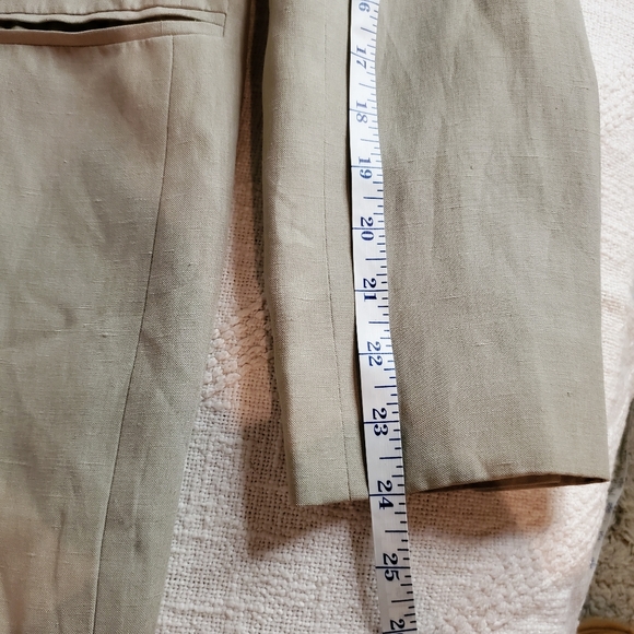 LAUREN RALPH LAUREN/ Silk linen blazer khaki green sage green tan - Picture 7 of 14